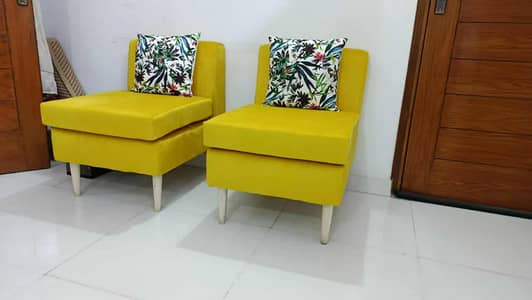 2 single seater velvet sofa