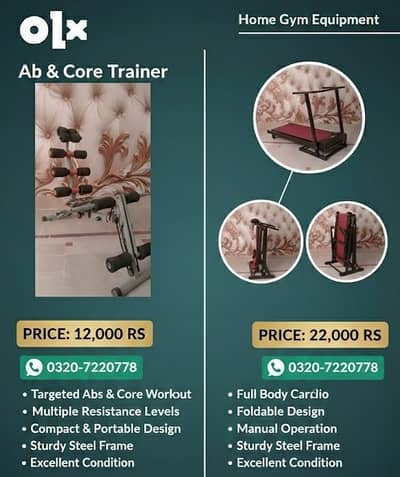 Manual Treadmill | Ab & Core Trainer | gym machines | home gym