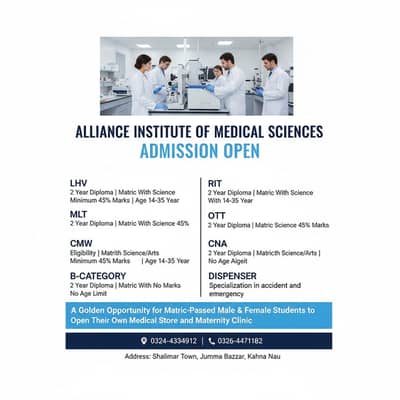 Admissions Open for LHV / CMW / CNA – Lahore