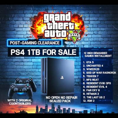 PS4 FOR SALE | 1TB | WITH 13 GAMES INSTALLED | BRAND NEW CONDITION |