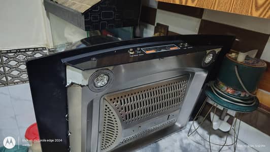 black stainless steel kitchen hood with Led Disply