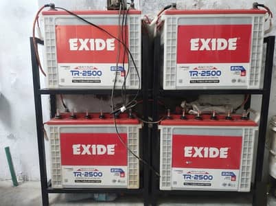 Exide TR-2500 Tall Tubular Batteries (Set of 4)
