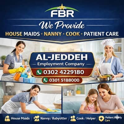 House Maid /Pakistani cook /Nanny /chef / Baby Sitter Driver available