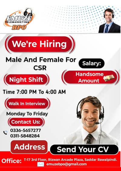WE ARE HIRING MALE OR FEMALE STAFF CALL CENTER