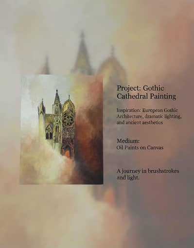 ​Beautiful Handmade Gothic Cathedral Oil Painting for Sale