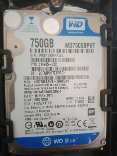 western digital 750gb harddisk fresh  for latop