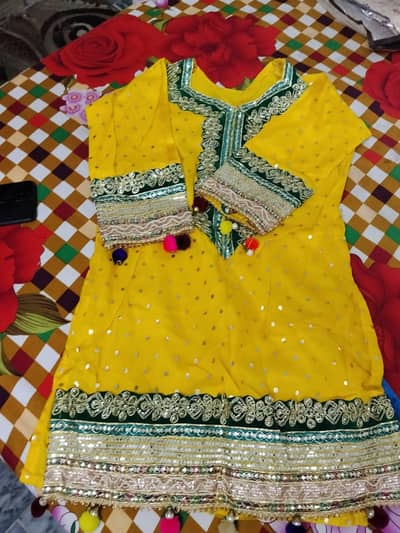 Mayo and Mehandi dress yellow green ND red theme