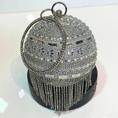 Ball Shaped Clutch Purse Crystal Handbag Purse Round. . .