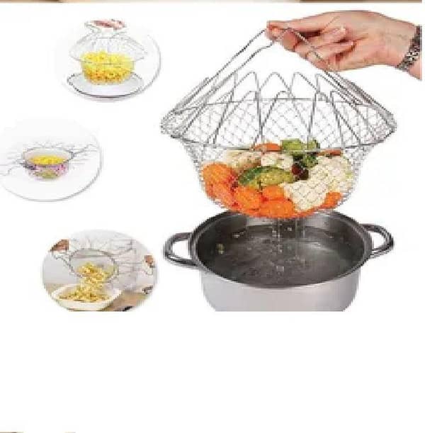 Vegetable Frying, Foldable Strainer, Chef Basket