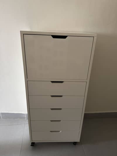 Drawers Side Dresser White with wheels