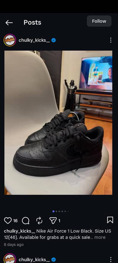 Nike air force 1  triple black Color 10/10 8.5 UK size 9 also wear