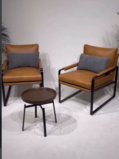 Custom Industrial Chair & Coffee Table Set – Like New