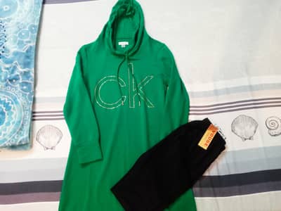 NEW INSANE Y2K GREEN BADDIE SUMMER HOODIE WITH FREE BLACK TIGHTS
