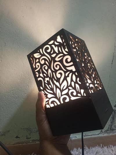 Wooden side table lamp for bedroom