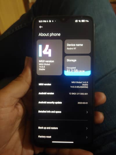 redmi 9t 6/128 Box and charger 6000mah no exchange