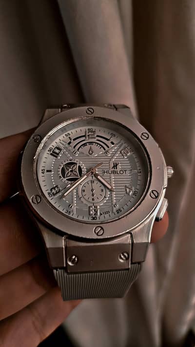 Hublot Style Silver Watch | Box Available