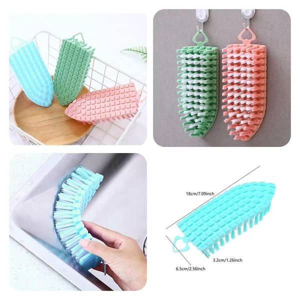 Pack of 2 pcs Multipurpose Flexible Flexible Easy Grip Dense Bristle Tile Brush Imported