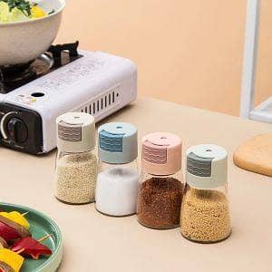 Kitchen press-type quantitative seasoning bottle glass salt control tank moisture-proof