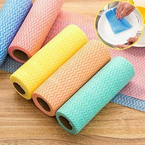Roll25 & 50pcs Disposable Dish Cloths Kitchen Cleaning Cloth Dish Wash Rag Non Woven Towels Dish Wash Cloth Scrub Disposable Cloth Clean Towels Disposable Towels Point Break Wipes