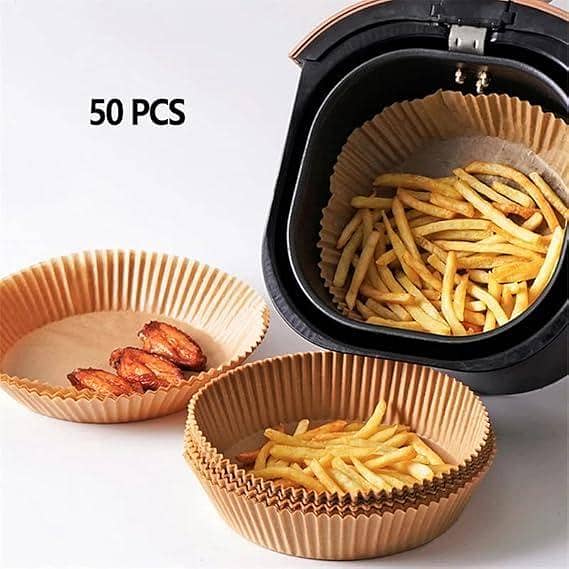 50 PCS Air Fryer Parchment Paper Liners Non-Stick Disposable Paper Tray Barbecue Plate Food Oven Kitchen Round Baking Paper