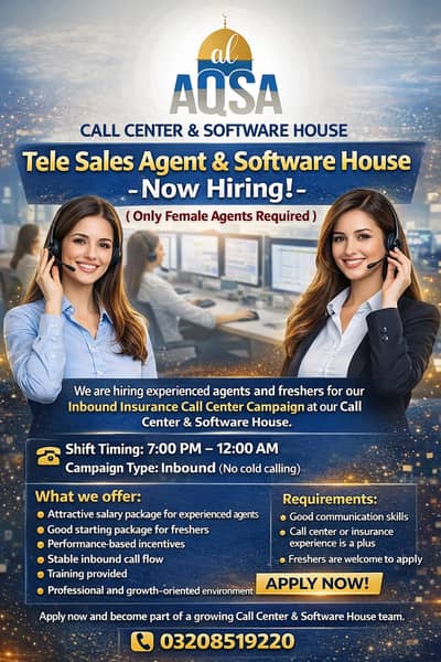 Tele Sales Agnet  & Software House | Sales Jobs | Urgent Hiring Female
