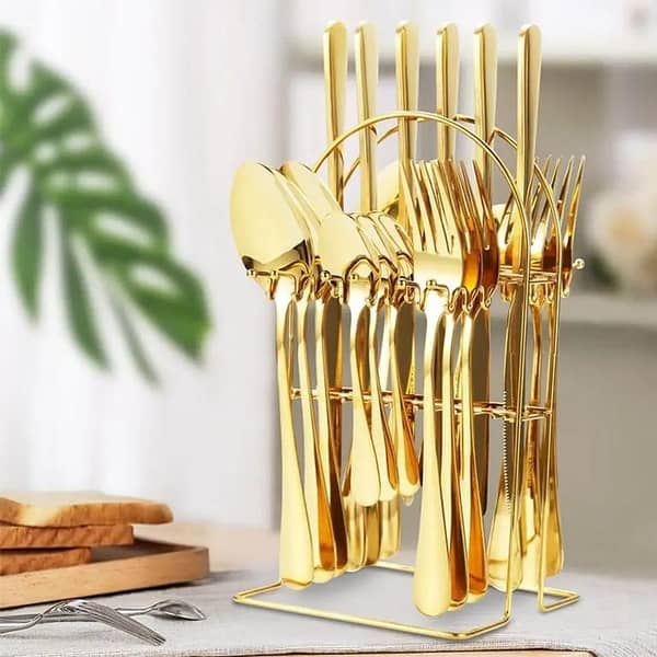24pcs/Set Stainless Steel Cutlery Set with Holder & Gift Box - Perfect Tableware Set for Any Occasion!