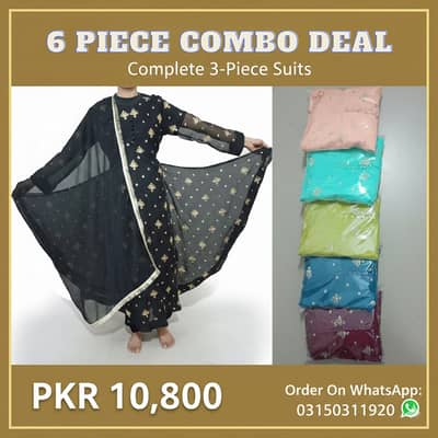 6 Piece Premium Chiffon Suit Combo | Wholesale | Factory Direct