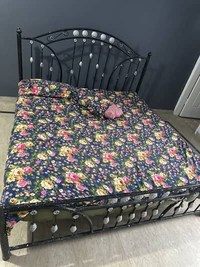 Iron king size bed with mattress