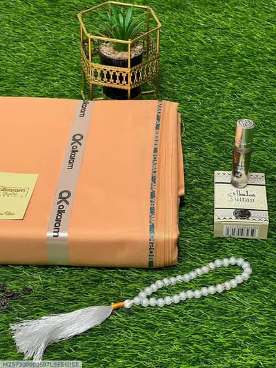 Premium Unstitched Suit by Alkaram with Sultan Attar & Tasbeeh