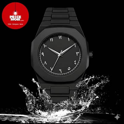 Aura Black Arabic Dial Watch – Waterproof – Stylish Look – Rs 1499