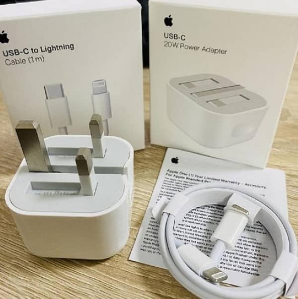 20W PD 3-Pin Charger with USB-C Cable and Fast Wall Adapter for iPhone