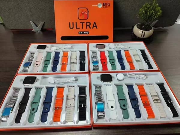 7 Belt Smartwatch with Wireless Charger, 7 Straps, High-Quality Display, Long Battery life, and App Notifications