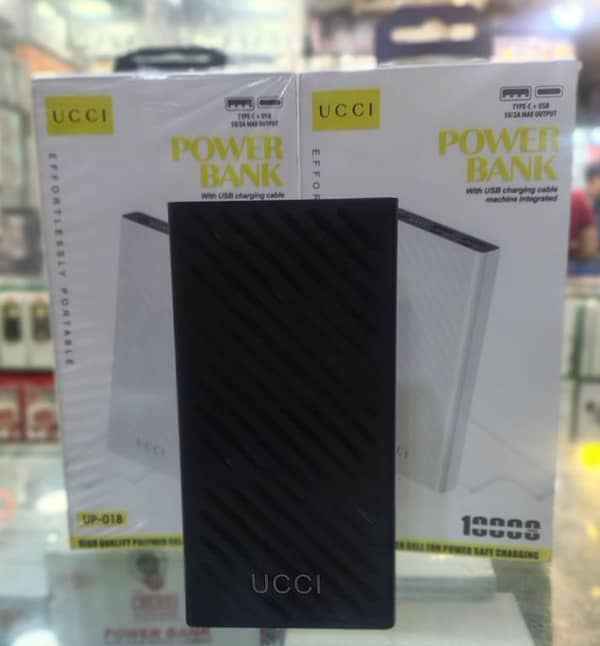 UCCI 10,000mAh Power Bank with Type-C and iPhone Cable Attached, 22.5W Fast Charging, PD/USB, Complete MAH, USB & iPhone Charging Dock (BEST QUALITY up-011)