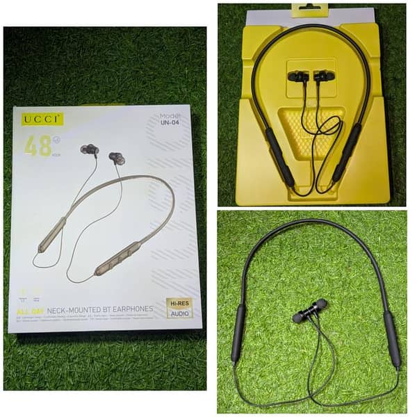 UCCI UN-04 Neckband Wireless Bluetooth Earphones with Long Battery Life, Dual Wireless Play, Game Mode, TF Card Support, Bluetooth 5.0