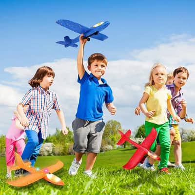 Foam Airplane Launcher Gun Toy with Light – Catapult Glider for Kids