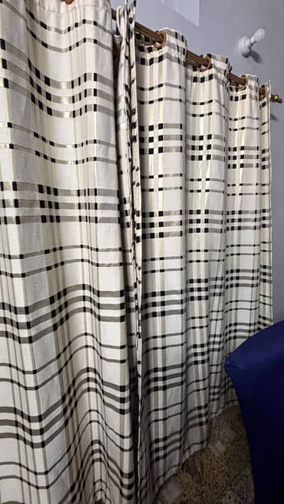 Black, off white, and golden curtains (set of 4)