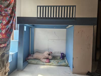 Complete Kids’ Bedroom Set (Blue) – Bunk Bed + Cupboard, Used