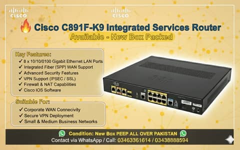 Cisco C891F-K9 ISR Router | Cisco | Switches | Services Router | Sale