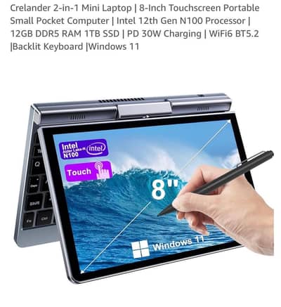Crelander 2-in-1 Mini Laptop + Tablet