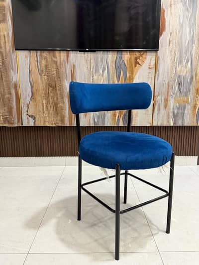 Premium Navy Blue Velvet/Suede Dining Chair - Modern Design