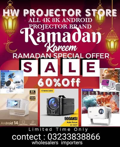 FULL HD 4K ANDROID SMART PROJECTOR/MULTIMEDIA PROJECTOR/ HOME &OFFICE