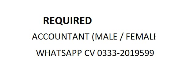 Male/Female Accountant 0333-2019599