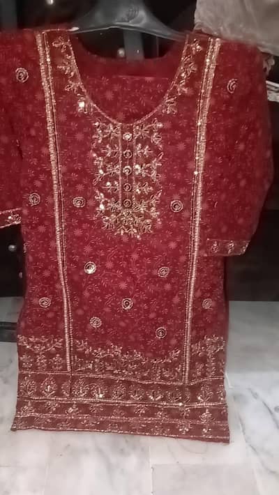 kid's Girls maroon  Embroidered 2 piece suits _EID COLLECTION