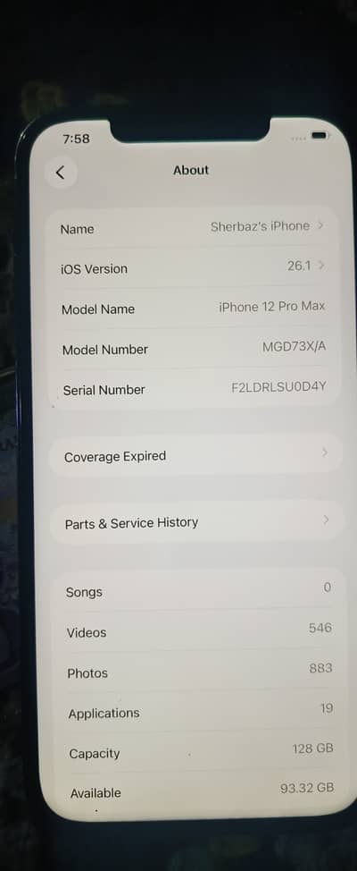 12 pro max 128 gb , scratchless blue colour