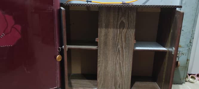 Wooden Iron stand with cupboard