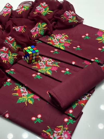 lawn embroidery 3 piece suits available