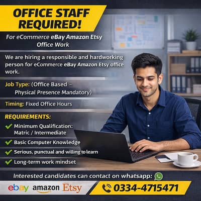 Office Assistant Required for eCommerce eBay Amazon Etsy Work