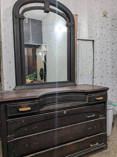 Solid Wood Dressing Table with Mirror & Secret Drawer