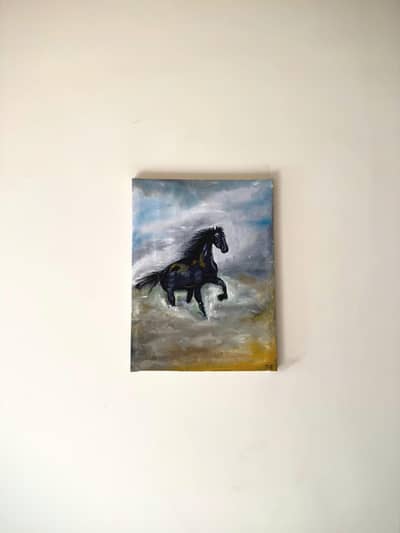 Abstract painting of a black horse | 16 x 12 inch
