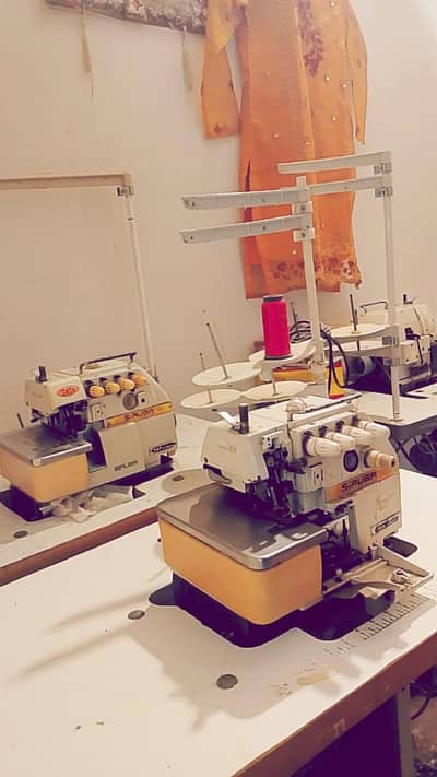 3 Siruba Industrial Pico / Overlock Machines – Complete Setup for sale